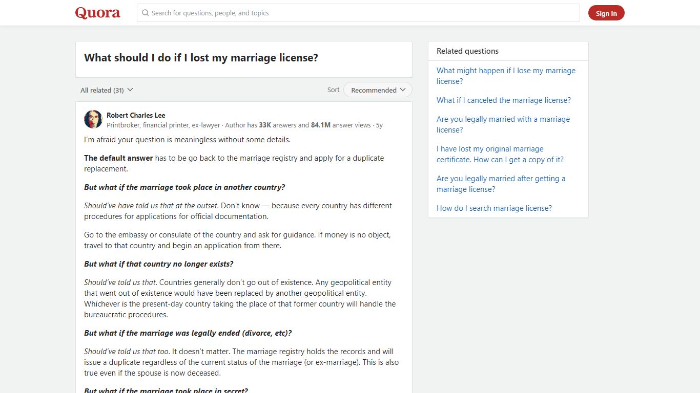 What should I do if I lost my marriage license? - Quora